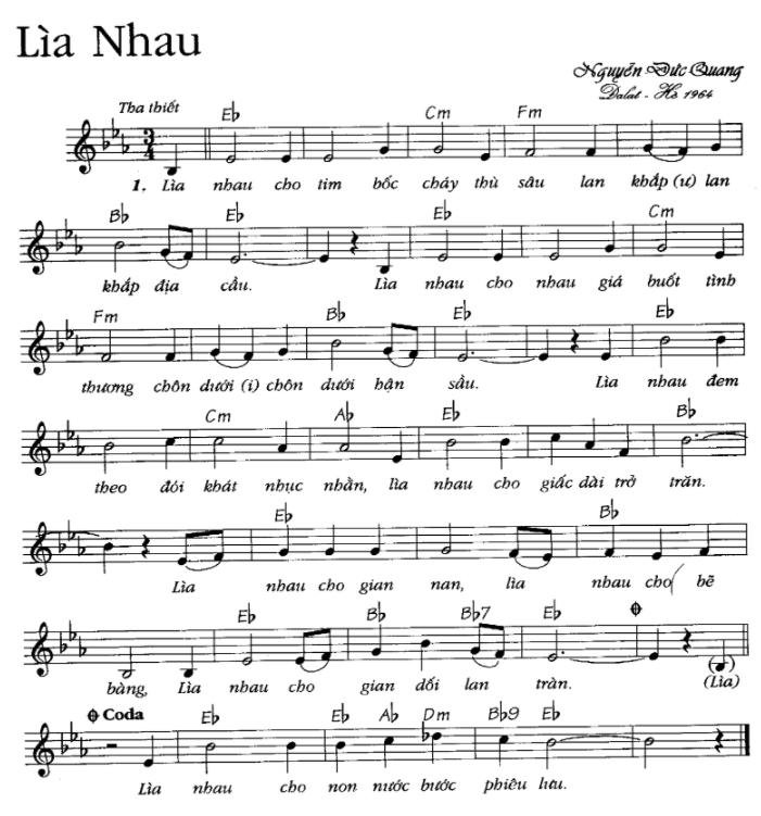 Sheet nhạc Lìa Nhau